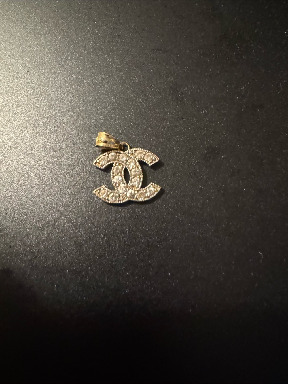 Gold-Tone Crystal Logo Pendant Necklace Charm